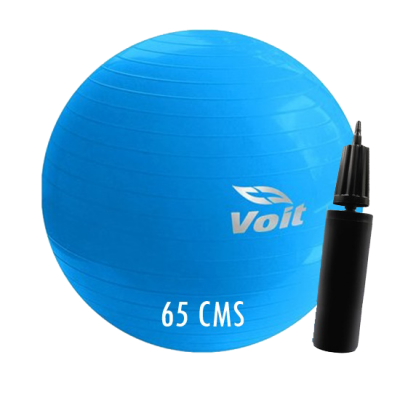 PELOTA PILATES VOIT COLOR AZUL CON BOMBA DE INFLADO 65 CMs SKU: 726369